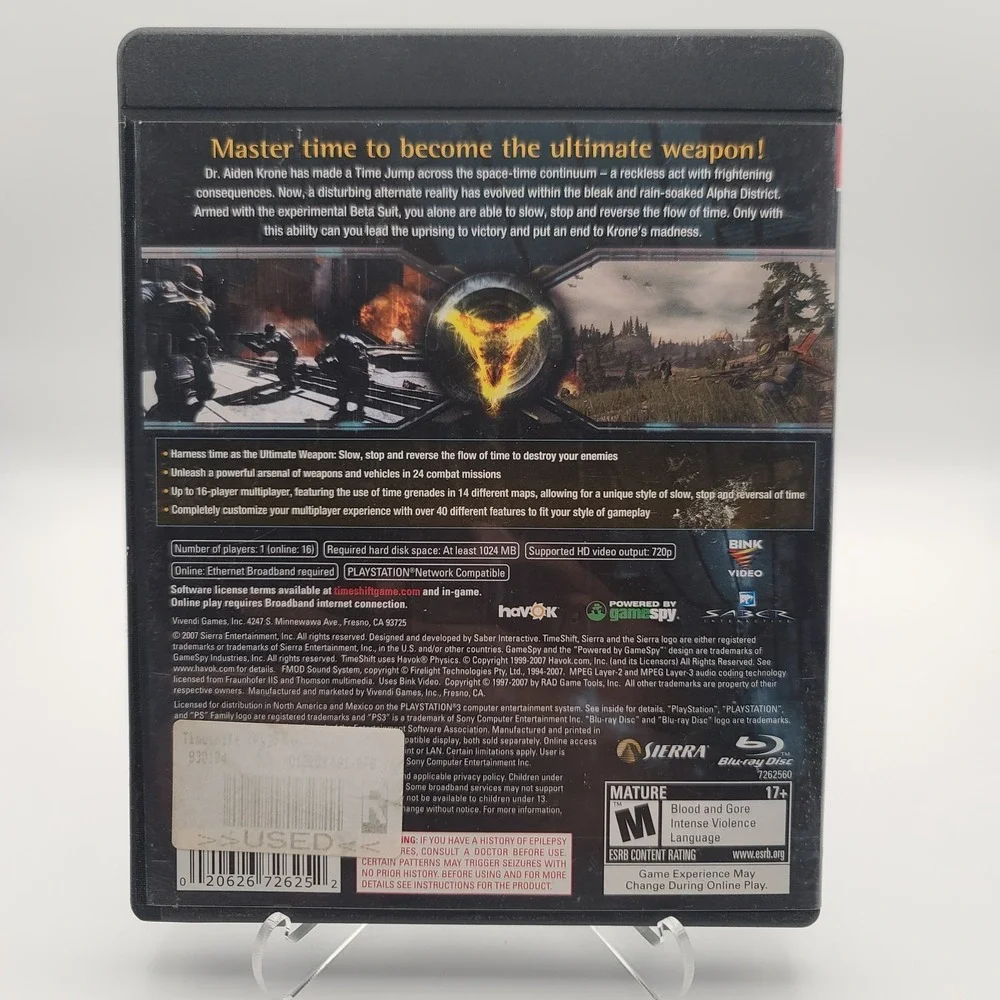 TimeShift (Sony PlayStation 3, 2007) Complete‎ CIB